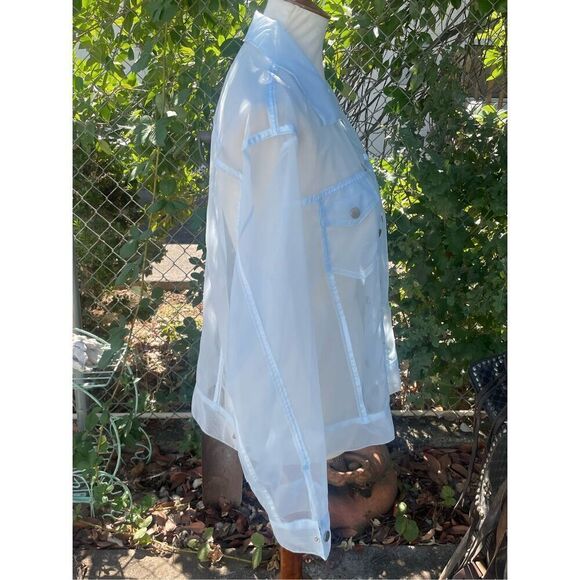 Forever 21 Sheer “Levi” Jacket Style Lightweight Light Blue Shacket Size Small - Picture 4 of 10
